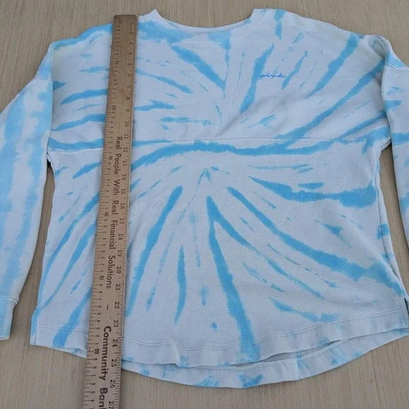 PINK Victoria's Secret Blue Tie-Dye Long‎ Sleeve Sweatshirt Cozy Women's XS - Picture 5 of 6